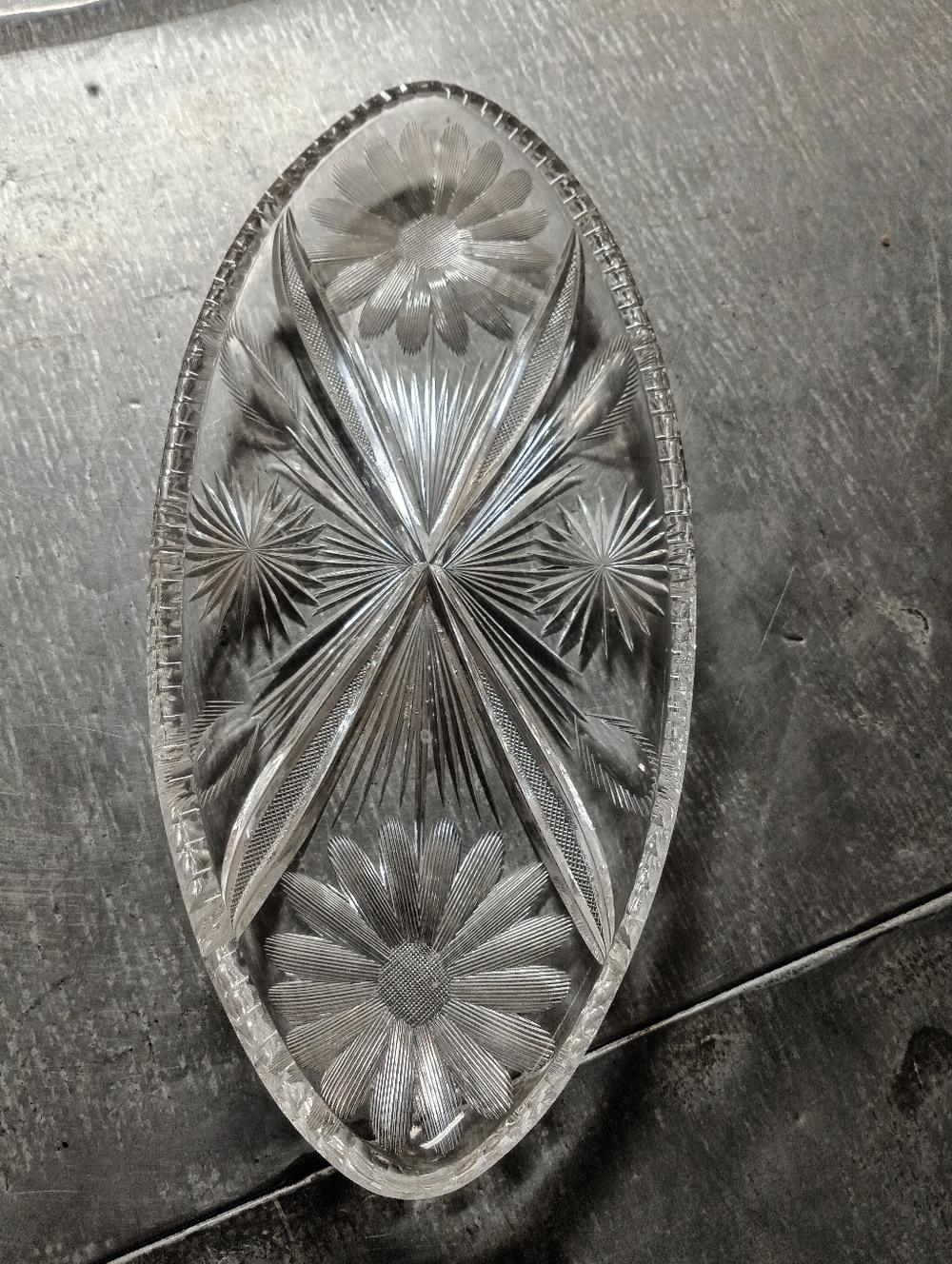 Vintage American Brilliant Crystal Oval Dish